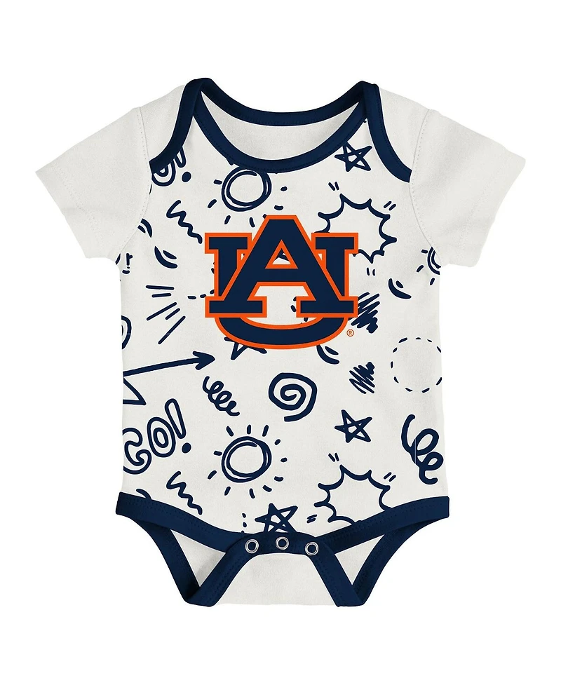 Outerstuff Baby Boys and Girls 3-Pack Auburn Tigers All Day Play Bodysuit Set