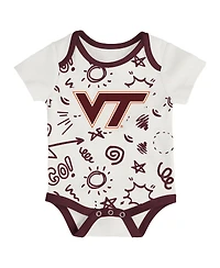 Outerstuff Baby Boys and Girls 3-Pack Virginia Tech Hokies All Day Play Bodysuit Set