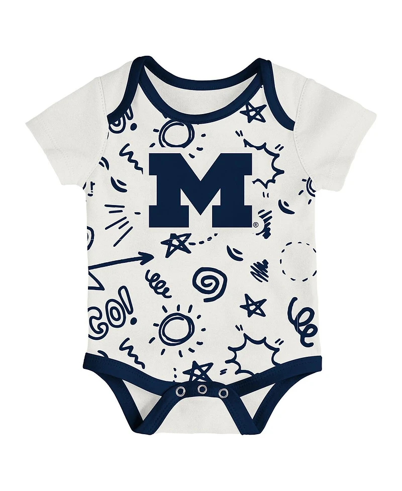 Outerstuff Baby Boys and Girls Outerstuff Michigan Wolverines All Day Play 3-Piece Bodysuit Set
