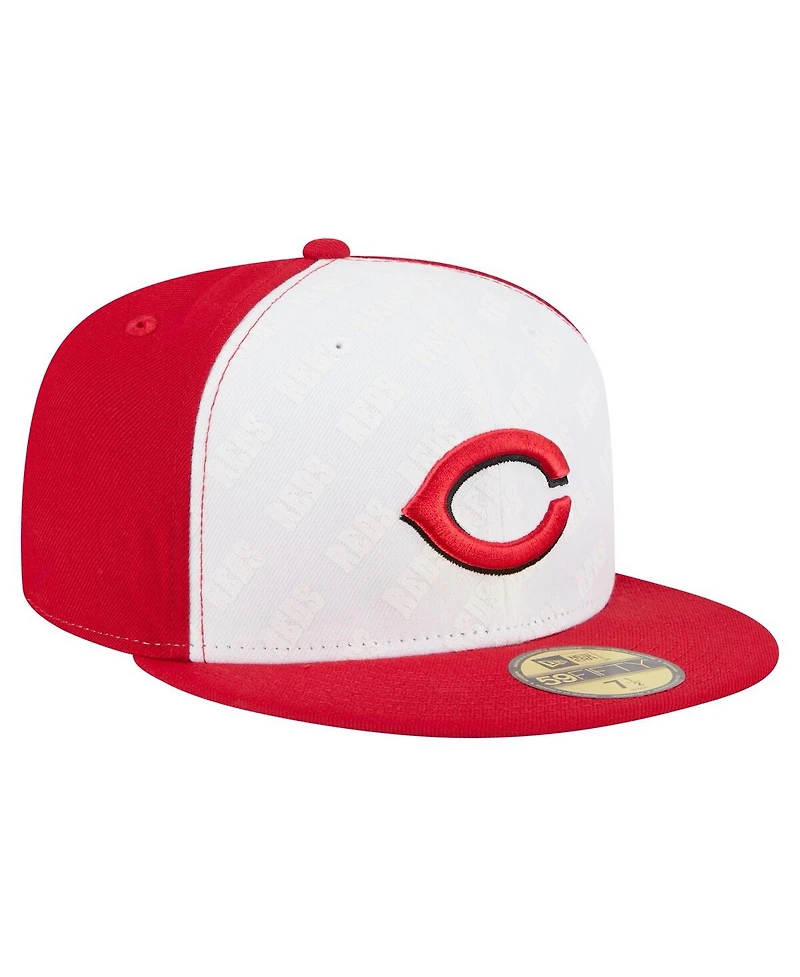 New Era Men's White/Red Cincinnati Reds Repeat 59FIFTY Fitted Hat