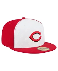New Era Men's White/Red Cincinnati Reds Repeat 59FIFTY Fitted Hat