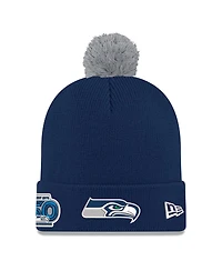 New Era Men's College Navy Seattle Seahawks 50th Season Cuffed Pom Knit Hat