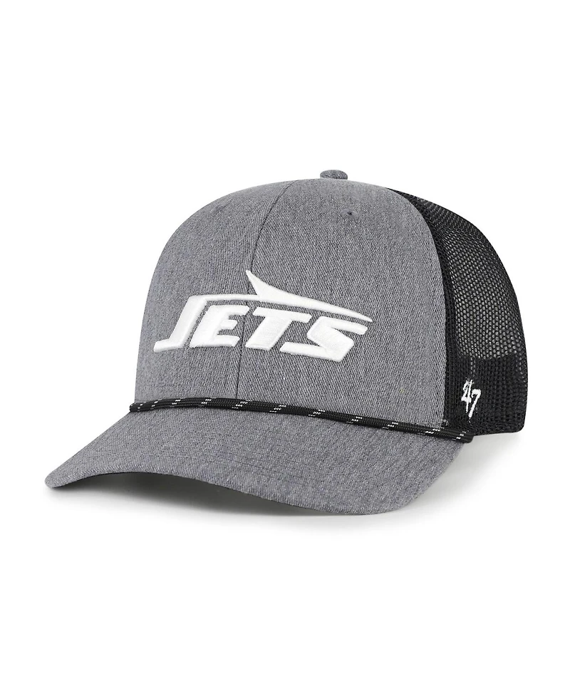 '47 Brand Men's Heather Charcoal New York Jets Carbon Rope Trucker Adjustable Hat