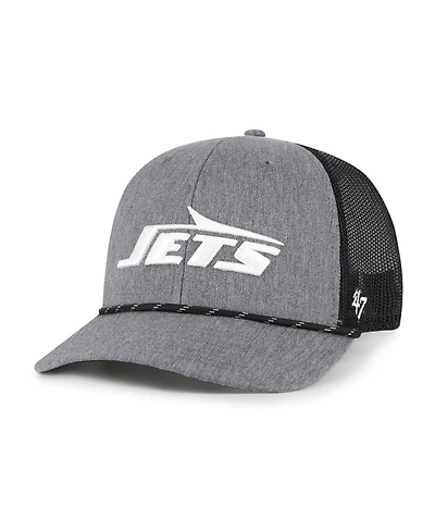 '47 Brand Men's Heather Charcoal New York Jets Carbon Rope Trucker Adjustable Hat