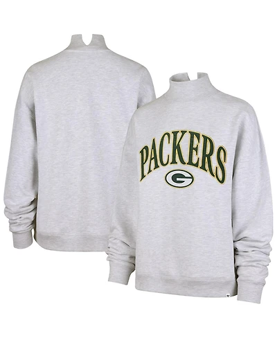 '47 Brand Women's Heather Gray Green Bay Packers Vantage Mock Neck Pullover Sweatshirt