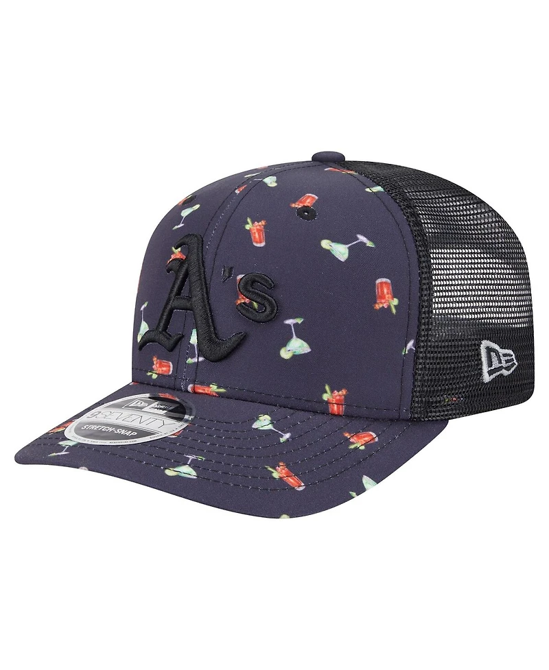 New Era Men's Black Athletics Adventure Drinks Pattern 9SEVENTY Stretch-Snap Hat