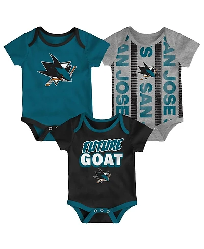 Outerstuff Newborn 3-Pack San Jose Sharks Loyal Buddies Bodysuit Set