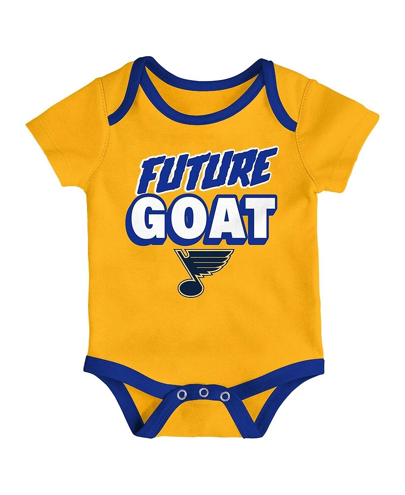 Outerstuff Newborn 3-Pack St. Louis Blues Loyal Buddies Bodysuit Set