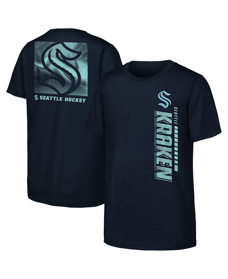 Outerstuff Big Boys and Girls Navy Seattle Kraken Atmosphere T-Shirt