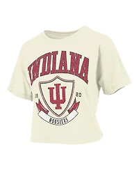 Pressbox Women's Cream Indiana Hoosiers Buckler Vintage Cropped T-Shirt