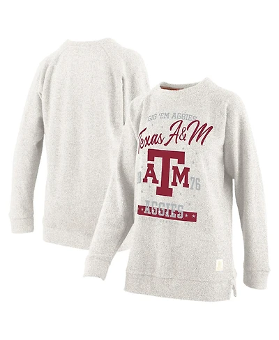 Pressbox Women's Oatmeal Texas A M Aggies Plus Comfy Cairo Terry Pullover Sweatshirt
