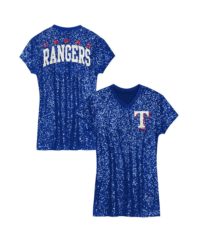 Outerstuff Girls Preschool Royal Texas Rangers Sequin V-Neck Dress