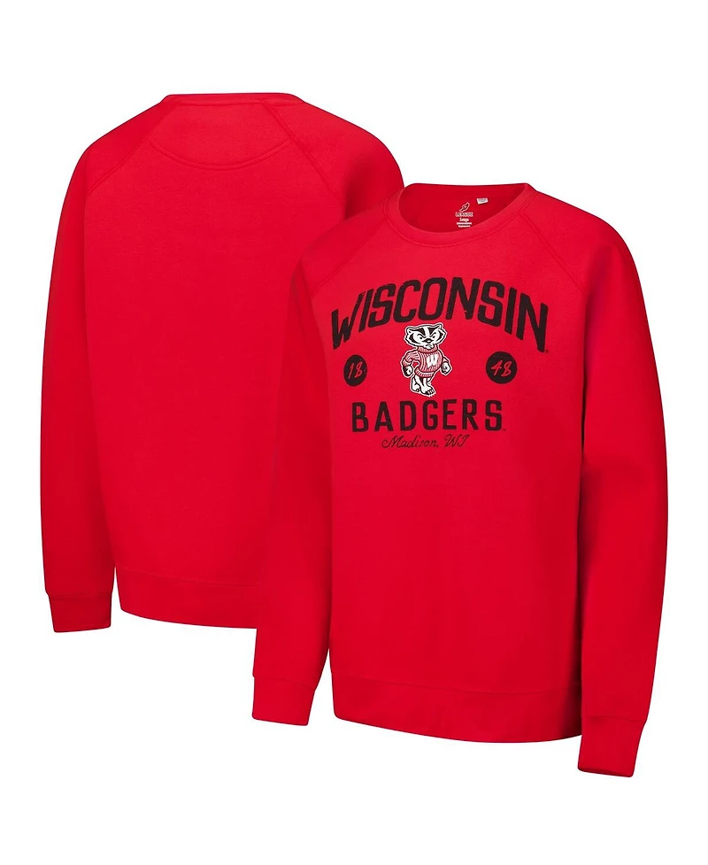 League Collegiate Wear Men's Red Wisconsin Badgers Bendy Arch Essential 2.0 Pullover Sweatshirt