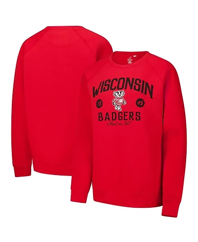 League Collegiate Wear Men's Red Wisconsin Badgers Bendy Arch Essential 2.0 Pullover Sweatshirt