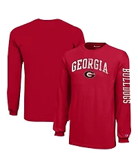 Champion Big Boys and Girls Red Georgia Bulldogs Distressed Arch Over Logo Long Sleeve T-Shirt