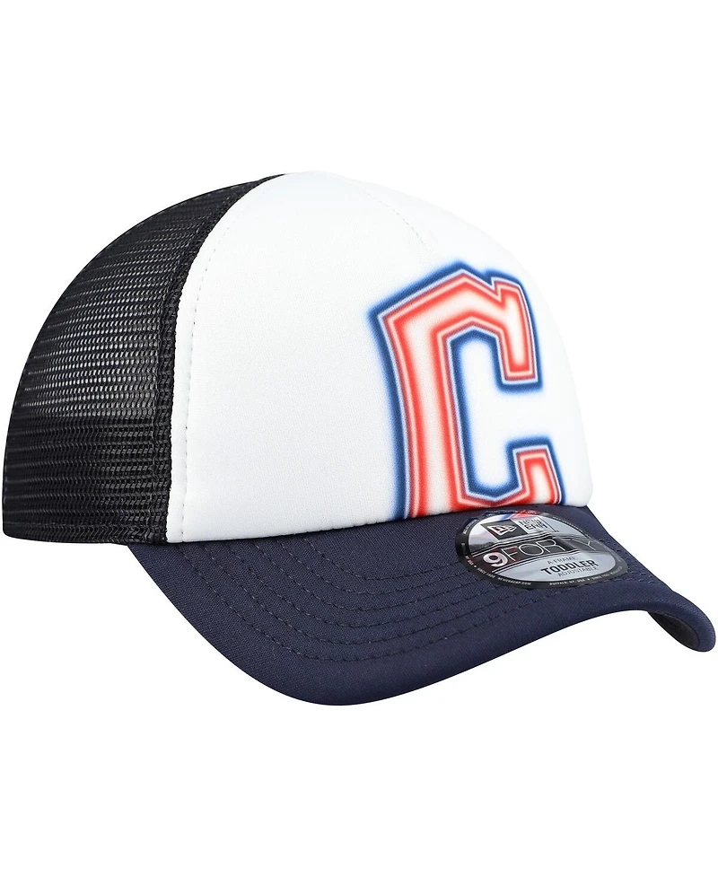 New Era Toddler White/Navy Cleveland Guardians Painted A-Frame 9FORTY Trucker Adjustable Hat