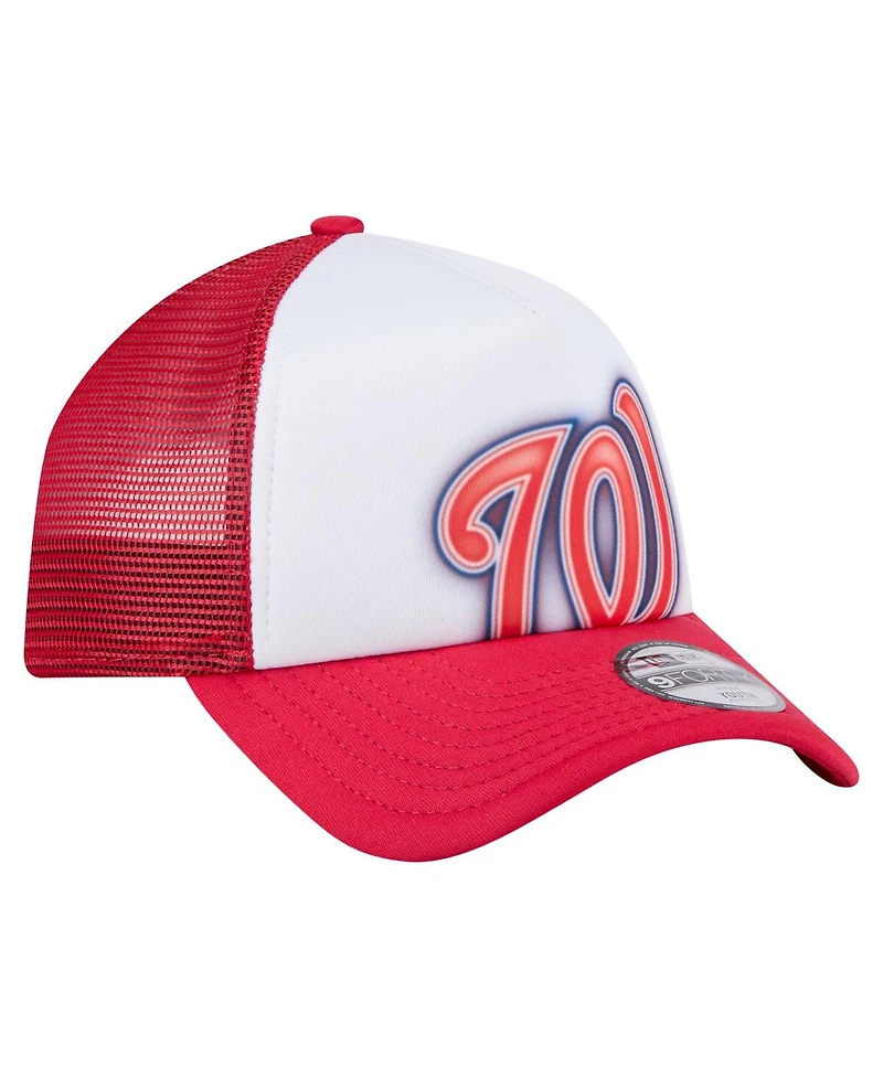 New Era Toddler White/Red Washington Nationals Painted A-Frame 9FORTY Trucker Adjustable Hat