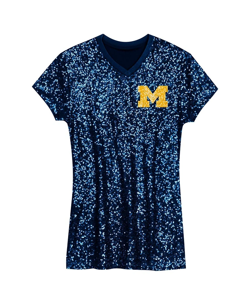 Outerstuff Preschool Navy Michigan Wolverines Sequin V-Neck Dress