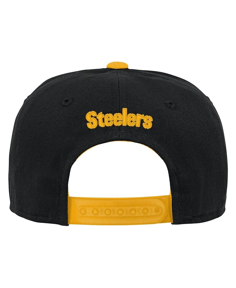 Outerstuff Big Boys and Girls Black Pittsburgh Steelers Team Pre-Curved Adjustable Hat