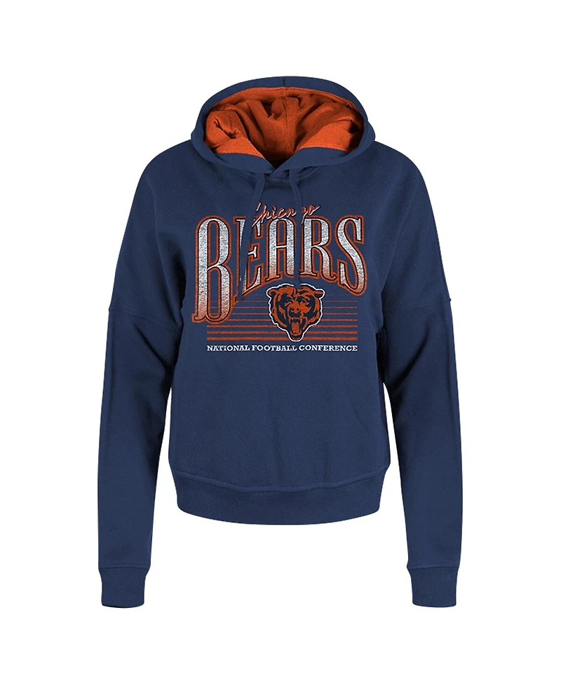 New Era Women's Navy Chicago Bears Boxy Pullover Hoodie