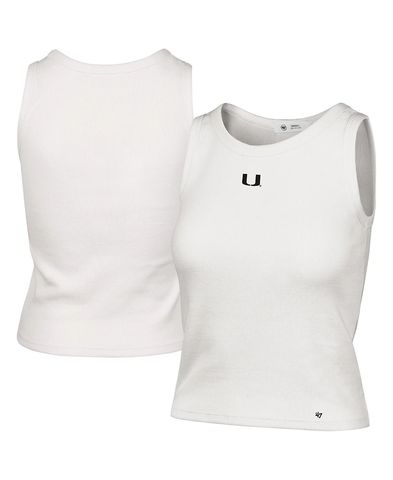 '47 Brand Women's Cream Miami Hurricanes Micro Logo Ribbed Cropped Tank Top
