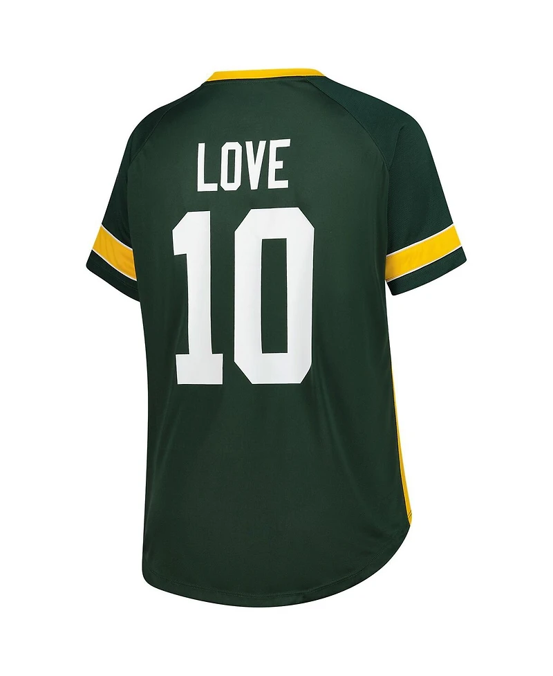 Fanatics Women's Jordan Love Green Bay Packers Plus Name Number Lace-Up T-Shirt