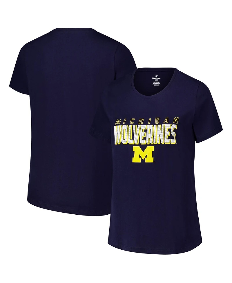 Fanatics Women's Navy Michigan Wolverines Plus Lean Scoop Neck T-Shirt