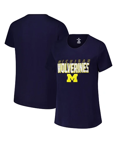 Fanatics Women's Navy Michigan Wolverines Plus Lean Scoop Neck T-Shirt