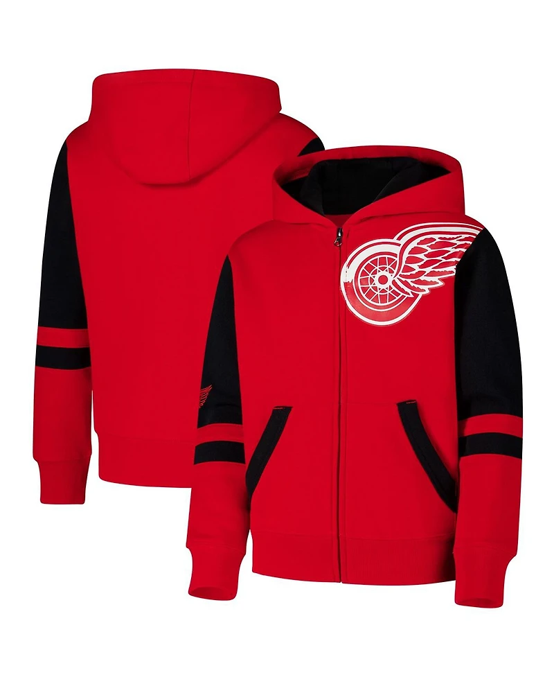 Outerstuff Big Boys and Girls Red Detroit Wings Face Off Full zip Hoodie