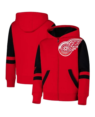 Outerstuff Big Boys and Girls Red Detroit Wings Face Off Full zip Hoodie