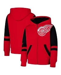 Outerstuff Big Boys and Girls Red Detroit Wings Face Off Full zip Hoodie