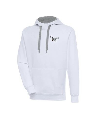 Antigua Men's White Philadelphia Eagles Throwback Logo Victory Pullover Hoodie