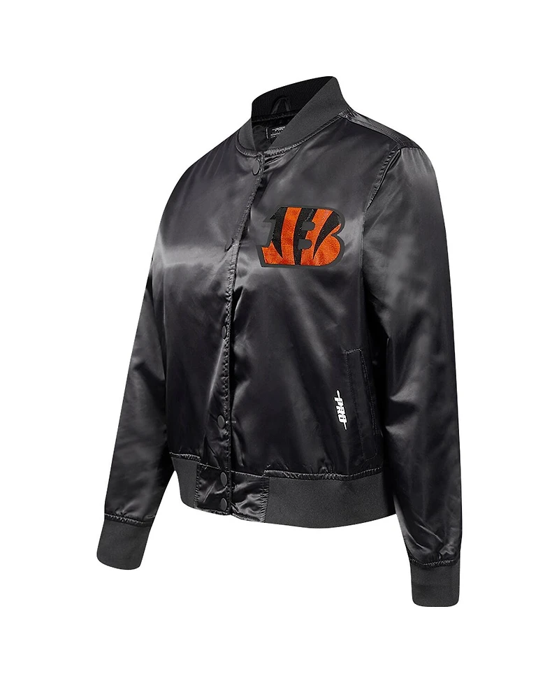 Pro Standard Women's Black Cincinnati Bengals Jeweled Satin Full-Snap Jacket