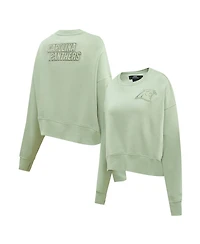 Pro Standard Women's Light Green Carolina Panthers Oversized Cropped Neutral Pullover Sweatshirt