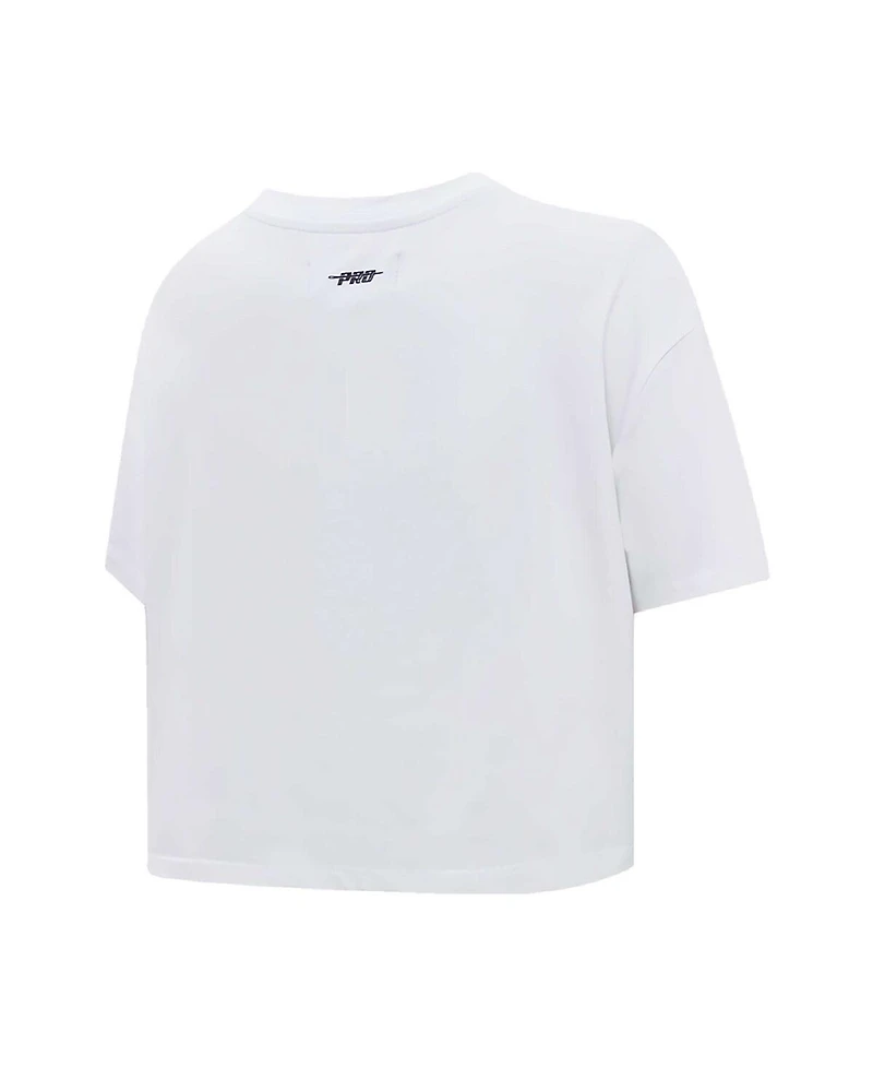Pro Standard Women's White Pittsburgh Penguins Boxy Script Tail Cropped T-Shirt
