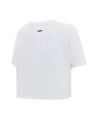 Pro Standard Women's White Pittsburgh Penguins Boxy Script Tail Cropped T-Shirt