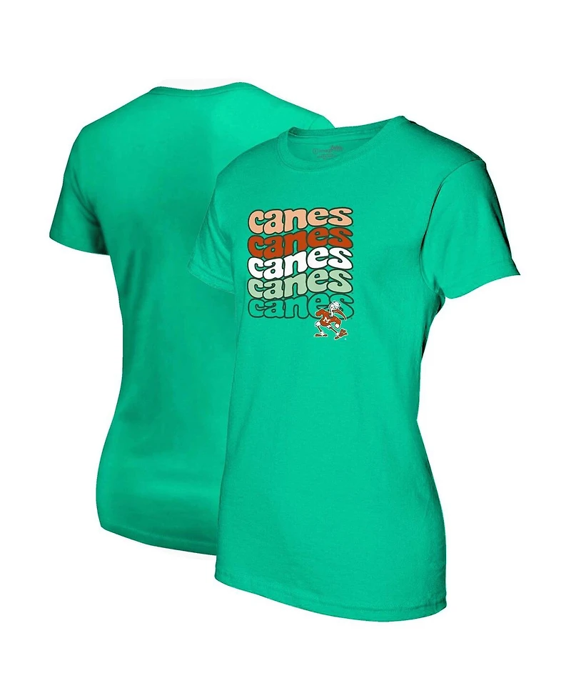 Image One Women's Green Miami Hurricanes Repeat Slogan Boyfriend T-Shirt