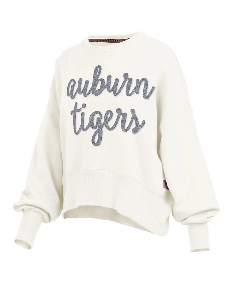 Pressbox Women's Cream Auburn Tigers Chelsea Oversized Pullover Sweatshirt