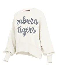 Pressbox Women's Cream Auburn Tigers Chelsea Oversized Pullover Sweatshirt