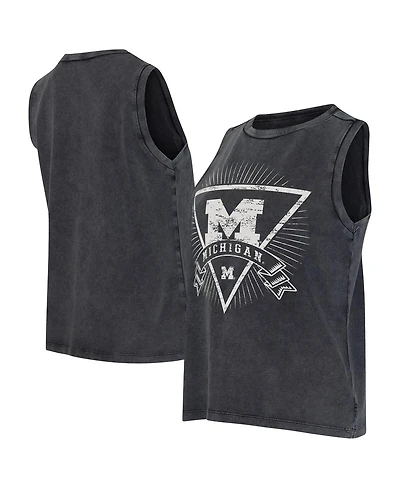 Concepts Sport Women's Charcoal Michigan Wolverines Distressed Market French Terry Tank Top