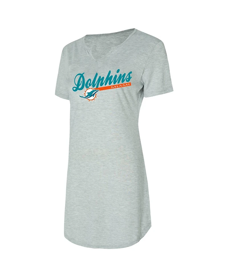 Concepts Sport Women's Gray Miami Dolphins Petition Knit Nightshirt