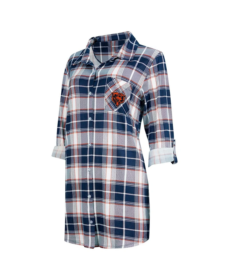 Concepts Sport Women's Navy Chicago Bears Ashford Plaid Knit Nightshirt