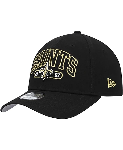 New Era Big Boys and Girls Black New Orleans Saints Outline 9FORTY Adjustable Hat