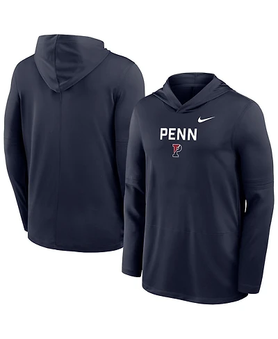 Nike Men's Navy Pennsylvania Quakers Sideline Dri-fit Lightweight Hooded Sweatshirt