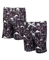 Wes & Willy Big Boys and Girls Black Las Vegas Raiders Luau Swim Trunks