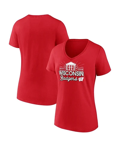 Fanatics Women's Red Wisconsin Badgers Fundamentals Region Draw T-Shirt