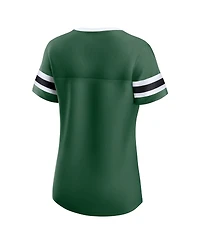 Fanatics Women's Green New York Jets True Catch Iconic Rhinestone Bling Athena Lace-Up T-Shirt