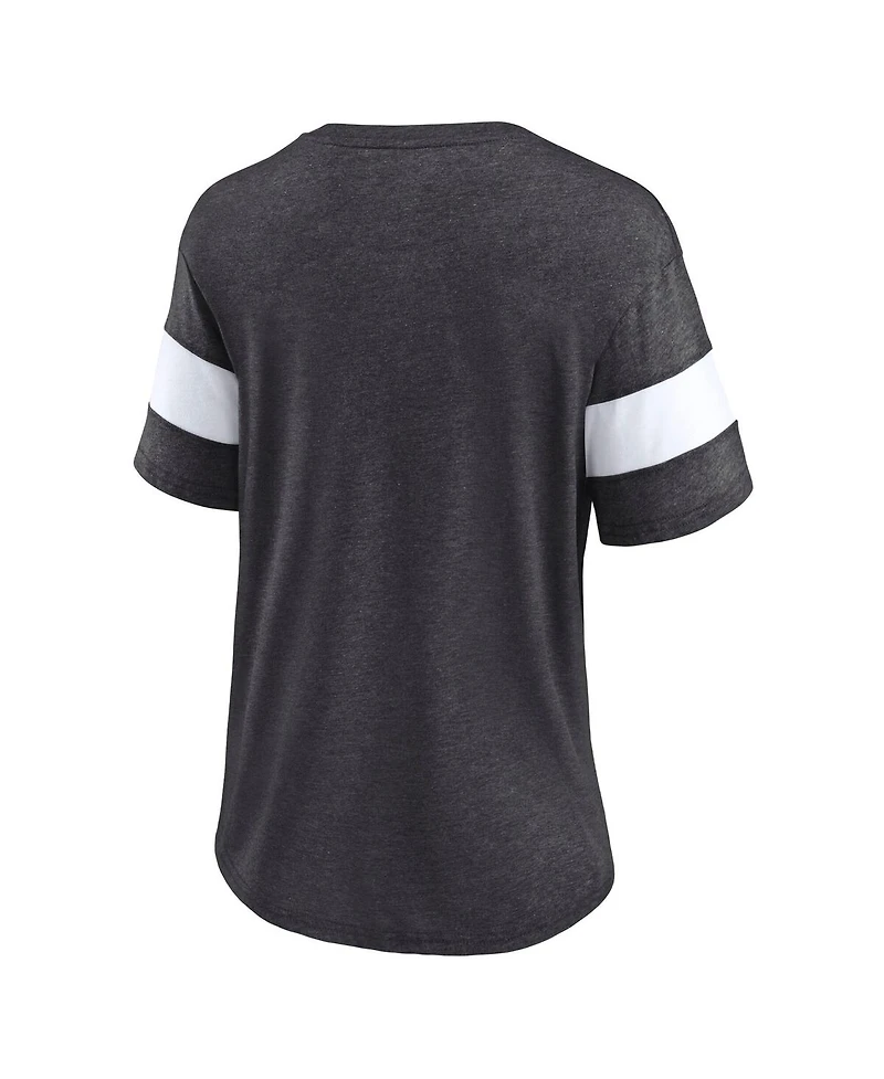 Fanatics Women's Heathered Charcoal/White Atlanta Falcons Distressed Team Tri-Blend V-Neck T-Shirt