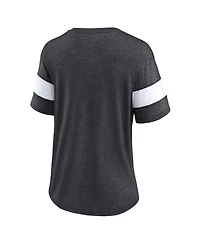 Fanatics Women's Heathered Charcoal/White Atlanta Falcons Distressed Team Tri-Blend V-Neck T-Shirt