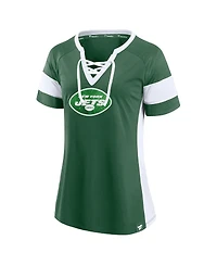 Fanatics Women's Dark Green New York Jets Athena Lace-Up Top